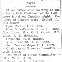 1931-04-31 Golf -Cobourg Club officers elected