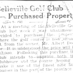 1931-07-09 Golf -Belleville Club buys course property