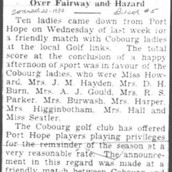 1932-09-22 Golf -PH Ladies at Cobourg club