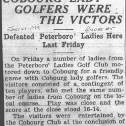 1933-07-21 Golf -Ptbo Ladies at Cobourg Club