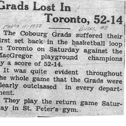 1937-03-11 Basketball -Cobourg Grads vs Toronto