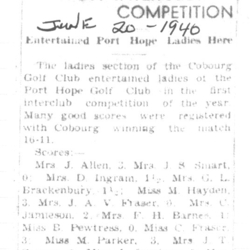 1940-06-20 Golf -PH Ladies at Cobourg club