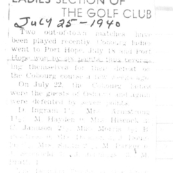 1940-07-25 Golf -Ladies visit Oshawa club