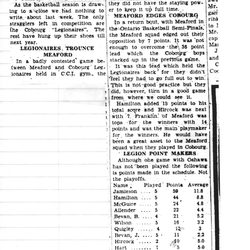 1950-03-09 Basketball -Men Cobourg  Legionnaires  vs  Meaford