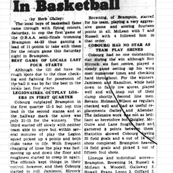 1950-03-23 Basketball -OBAA Semi-finals Cobourg vs Brampton