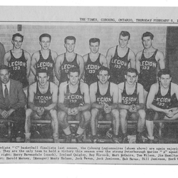 1951-02-09 Basketball -photo 1950 Ontario Intermediate C Finalists-Cobourg Legionnaires