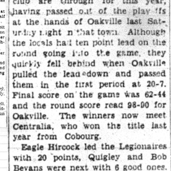 1951-03-22 Basketball -Legionaires vs Oakville in Playoffs