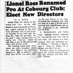 1952-02-07 Golf -Pro and Directors announced