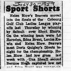 1959-07-30 Golf -Ladies Results