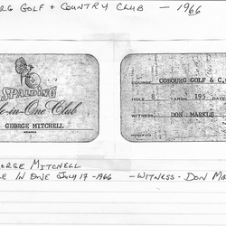 1966-07-17 Golf -George Mitchell Hole-in-One Club Card