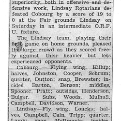 Football -Cobourg -1935-10-17 -Intermediates vs Lindsay