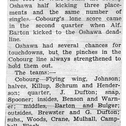 Football -Cobourg -1935-11-21 -Intermediates vs Oshawa