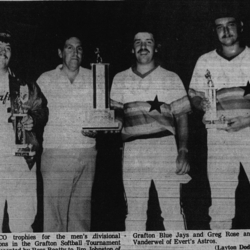 Softball -Grafton Tournament -1980 -Mens-Divisional Champs - Grafton Jays and Everts Astros