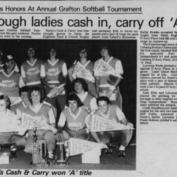 Softball -Grafton Tournament -1981 -Ladies-Summary and Champs-Norms Peterborough