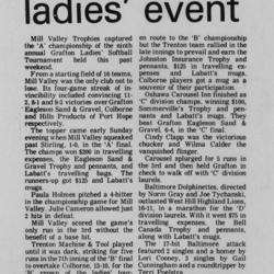 Softball -Grafton Tournament -1982 -Ladies-Summary