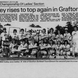 Softball -Grafton Tournament -1983 -Ladies -Summary and A Champs -Mill Valley