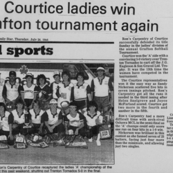 Softball -Grafton Tournament -1986 -Ladies -Summary and A Champs -Courtice