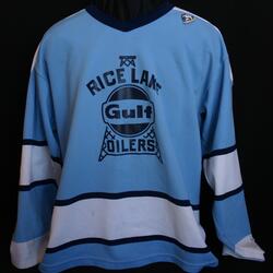 1980 Rice Lake Oilers jersey & commemorative pin
