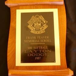 1987 Layton Dodge for Mr. Softball OASA award