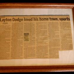 2013 Layton Dodge obit tribute in Cobourg Star