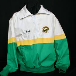 Cobourg Angels jacket of coach Paul Currelly