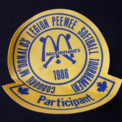 1986 Cobourg Legion Softball PeeWee Crest