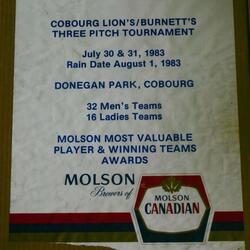 1983 Burnett 3 pitch softball tourney poster