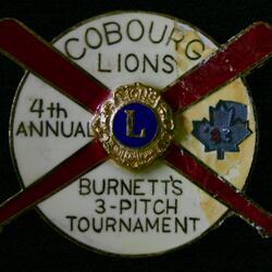 1983 metal pin Burnett 3 pitch tourney