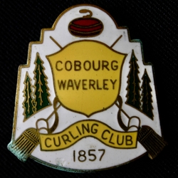 1857 lapel pin Cobourg Waverly Curling Club