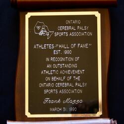 1990 Frank Mazza trophy Cerebral Palsy Hall of Fame