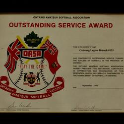 1998 Cobourg Legion OASA Service Award