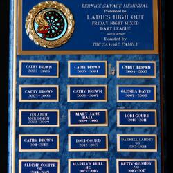 2002-2017 Cobourg Legion Darts wall plaque