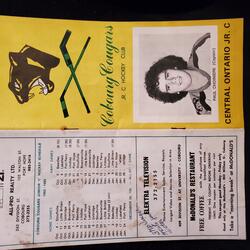 1983 Cobourg Cougars program vs Port Hope