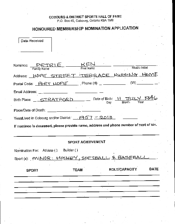 Inductee Application