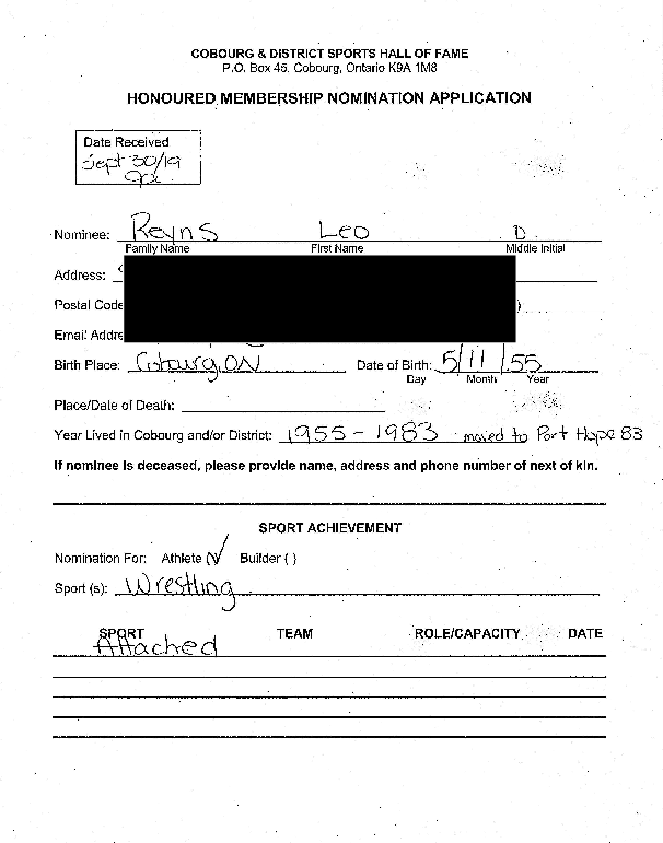 Inductee Application