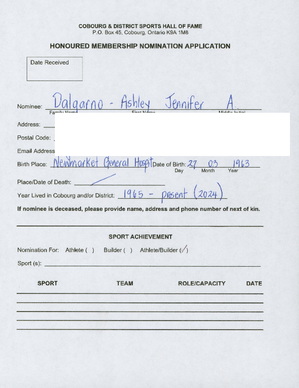 Inductee Application