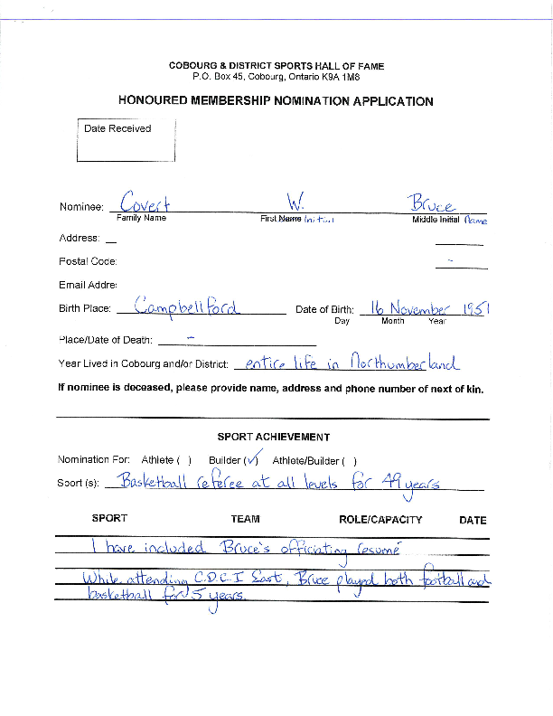 Inductee Application