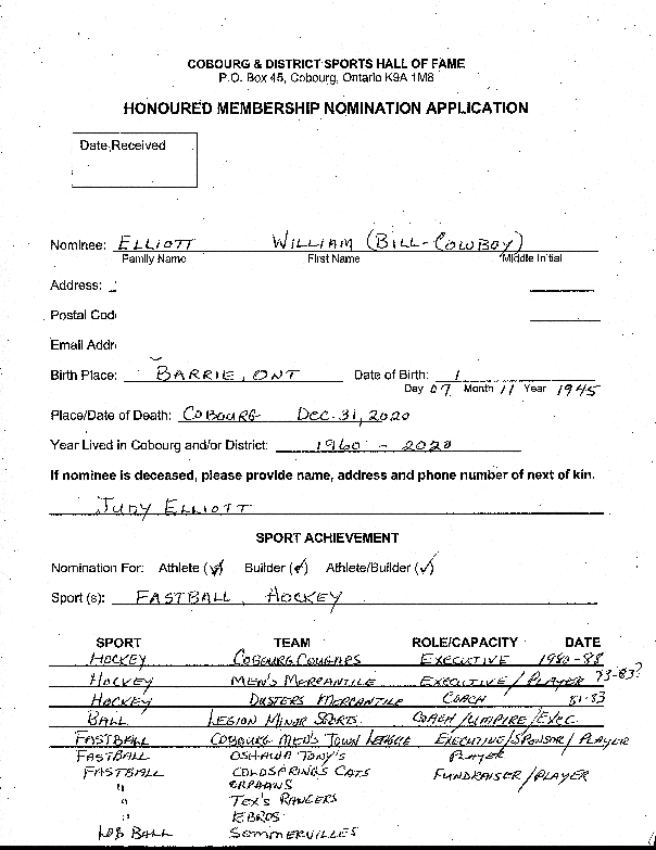Inductee Application