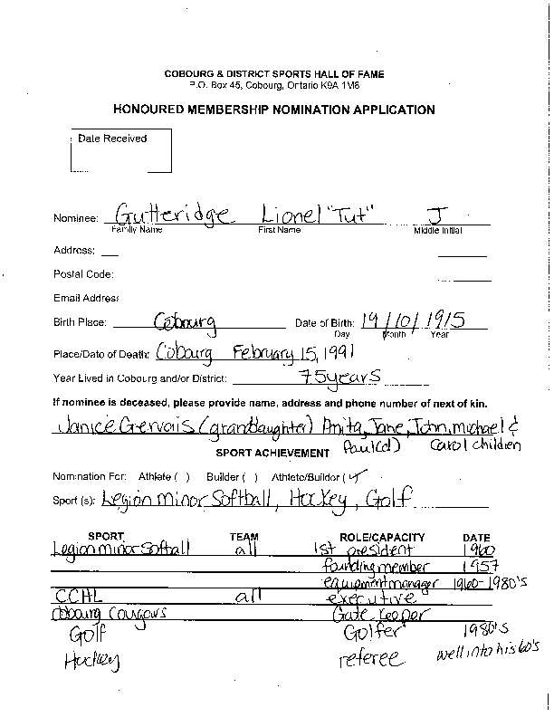 Inductee Application