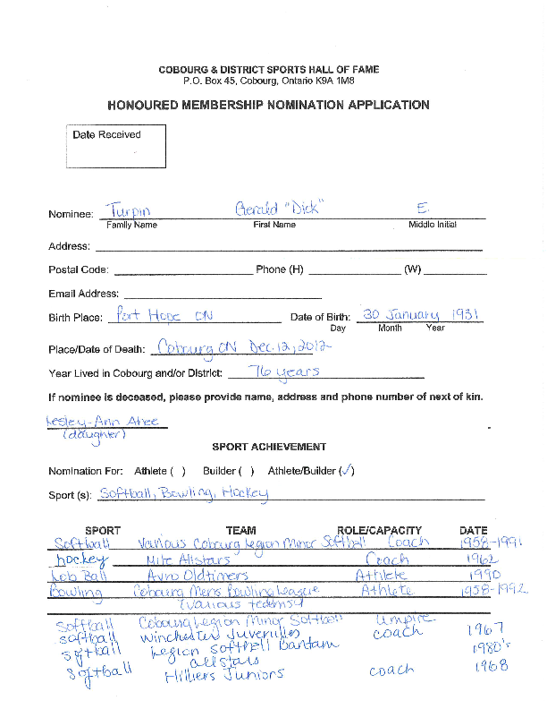 Inductee Application