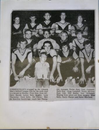 1974 COBOURG MEN'S TOWN LEAGUE SOFTBALL CHAMPS